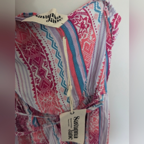 NEW Savanna Jane Women's Plus Size 1X Boho Jumpsuit Playsuit Colorful Halter - Picture 7 of 12